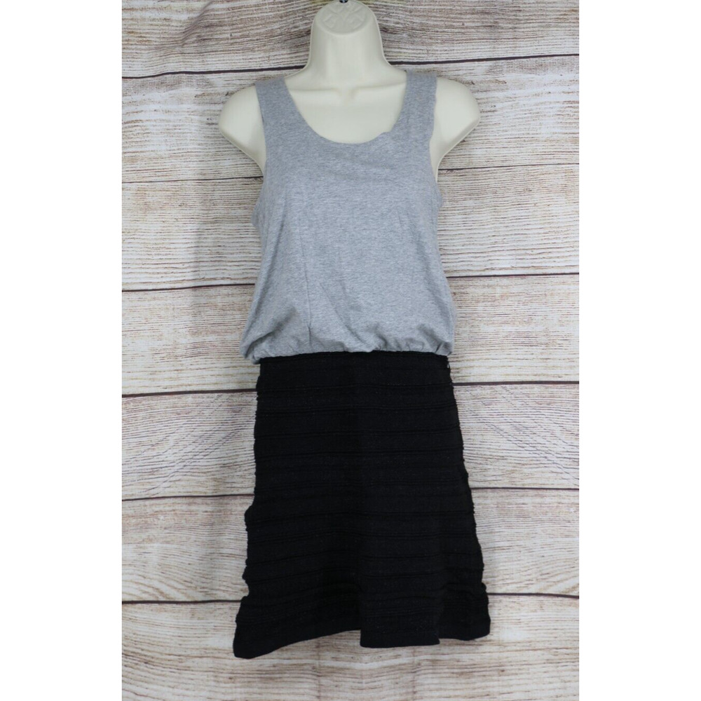 Chelsea & Violet Womens Sz Small Pullover Racerback Fitted Mini Dress Gray Black